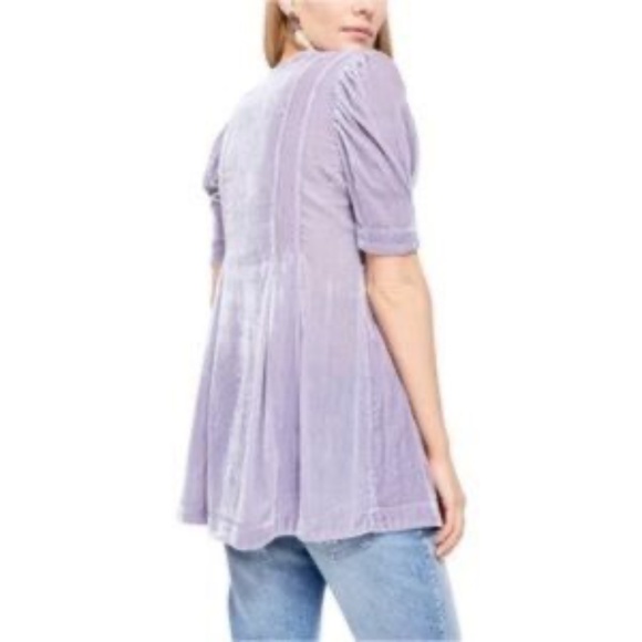 Free People Adele Velvet Tunic Lilac Top Size Medium - Picture 6 of 14